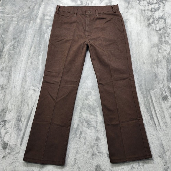 Vintage Levi's Pants Mens W36 L29.5* Brown Sta-Prest Bootcut Trousers Western